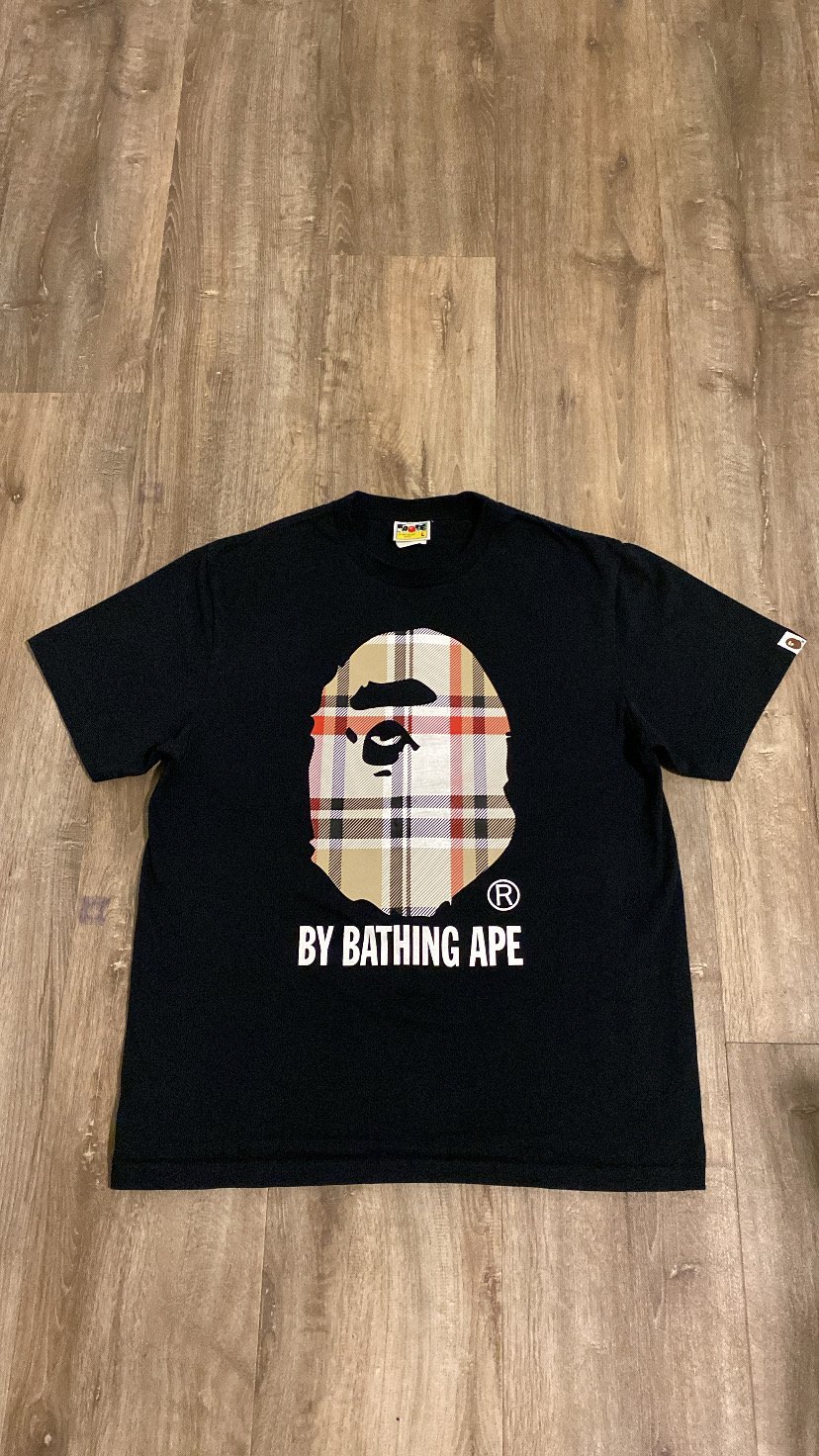 BAPE Plaid Ape Head Tee, Black